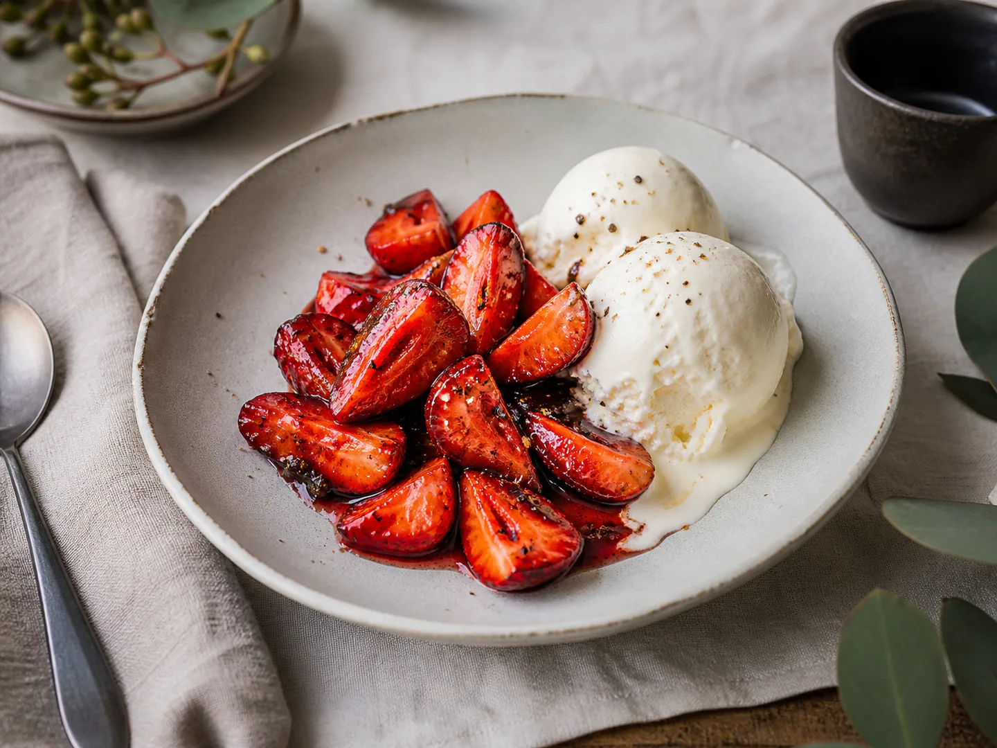 Balsamic Strawberries & Vanilla Ice Cream