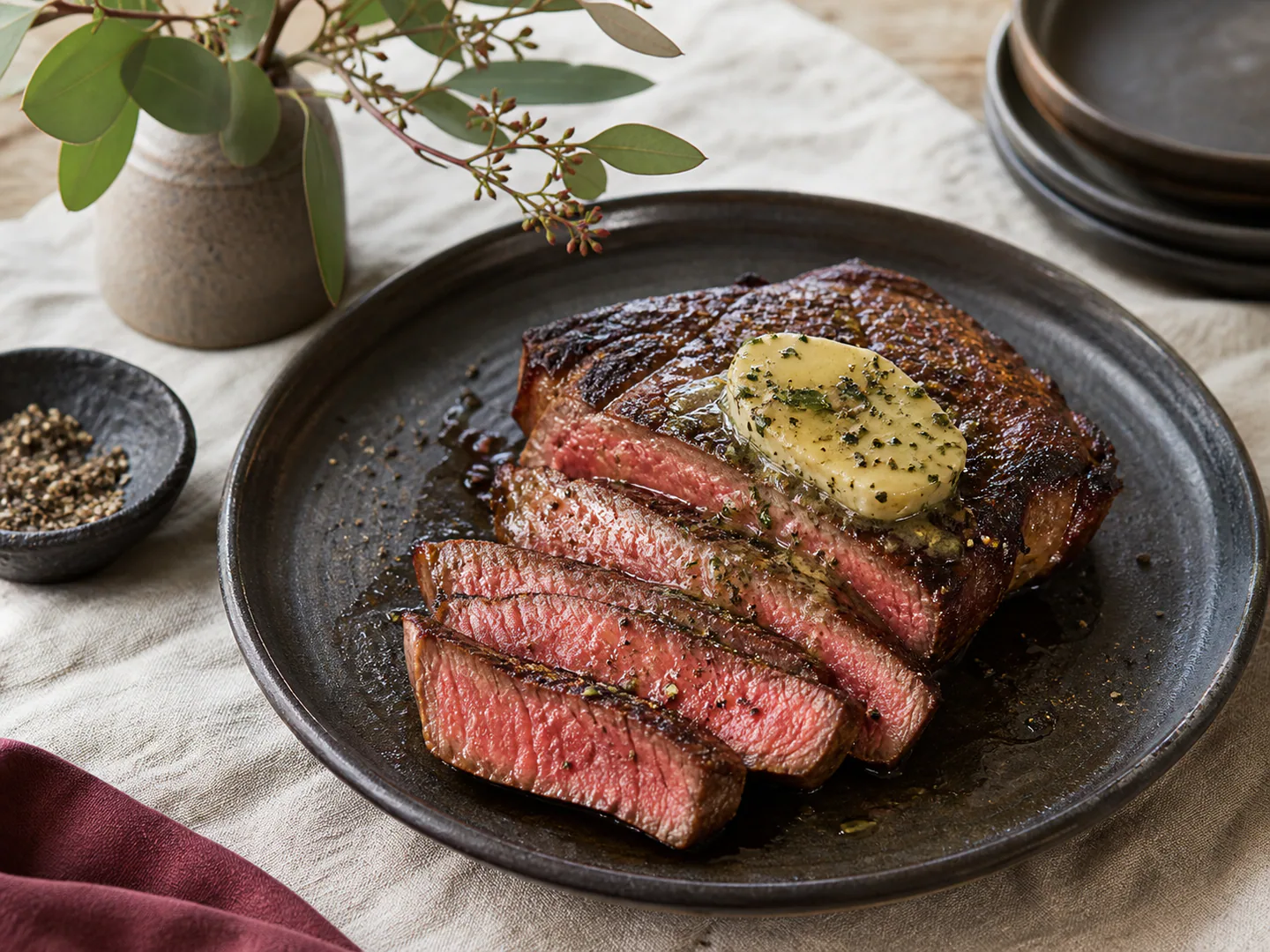 Chargrilled Steak with Bay-Leaf Butter
